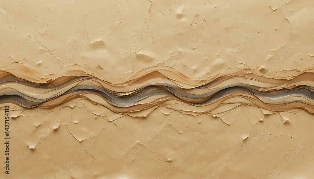 Obraz premium Beige Abstract Texture with Wavy Lines