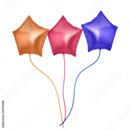balloons in the shape of a star for postcards, parties, design Vector illustration