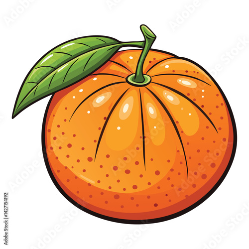Vibrant orange fruit with a leaf