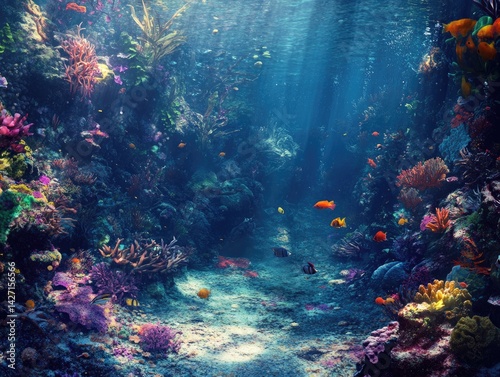 Sunbeams Dance on Vibrant Coral Reef. (1)