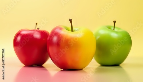 Bright, fresh, ripe, multi-colored apples on a bright stylish background for spectacular design ideas