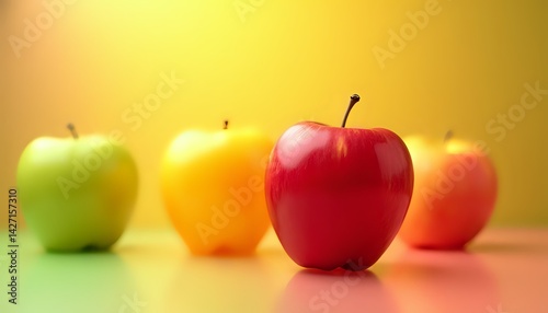 Bright, fresh, ripe, multi-colored apples on a bright stylish background for spectacular design ideas