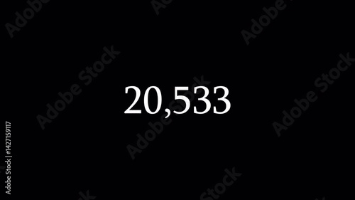 Number counter animation from 0-80,000 numbers on a transparent background, Animated counting Numbers from zero to eighty thousand  with alpha channel,