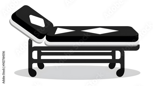 Professional Patient Bed Vector Icon in Flat Rounded Square Style for Medical Websites and Apps
