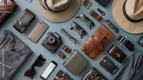 Flat-lay collection of men's accessories