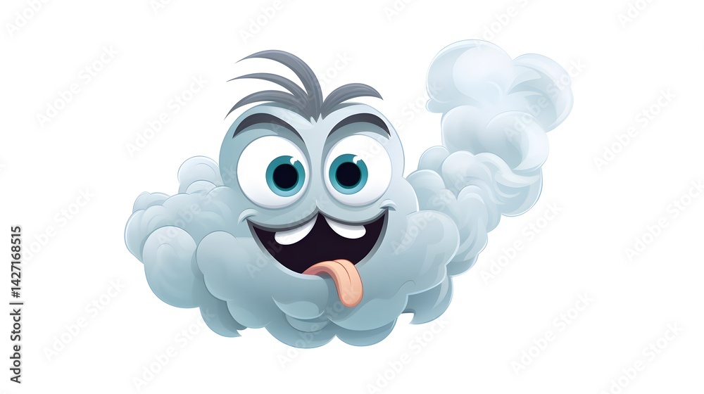 Obraz premium Humorous and Adorable Smoke Gesturing Playfully in Spiraling Motion on White Background