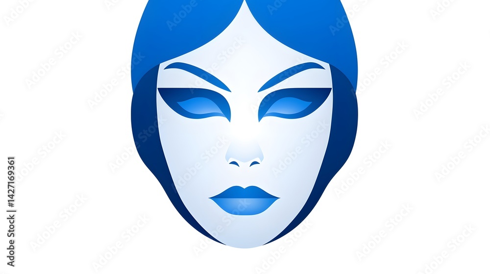 Lady Face Template Vector Icon: High-Quality Flat Cobalt Symbol for Graphic Design Projects Lady Face Template Vector Icon: High-Quality Flat Cobalt Symbol for Graphic Design Projects