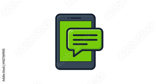 A good eco-friendly green vector. Smartphone with green chat bubble on white background