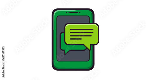 A good eco-friendly green vector. Smartphone with green messaging bubbles