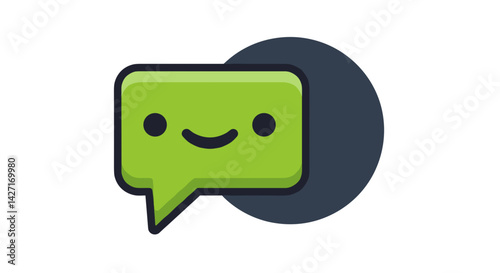 A good eco-friendly green vector. Green speech bubble with smiley face on dark background