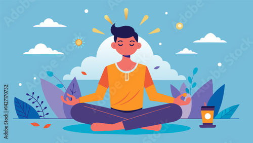 A person working on their anger issues using mindfulness and selfcontrol techniques to manage their emotions and respond calmly in difficult. Vector illustration