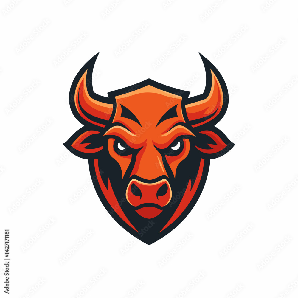 The Aggressive Bull Head: A bold and fierce illustration showcases the powerful head of a bull, featuring sharp horns and an intense, focused gaze. Evoking strength and determination.
