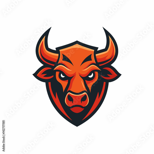 The Aggressive Bull Head: A bold and fierce illustration showcases the powerful head of a bull, featuring sharp horns and an intense, focused gaze. Evoking strength and determination.