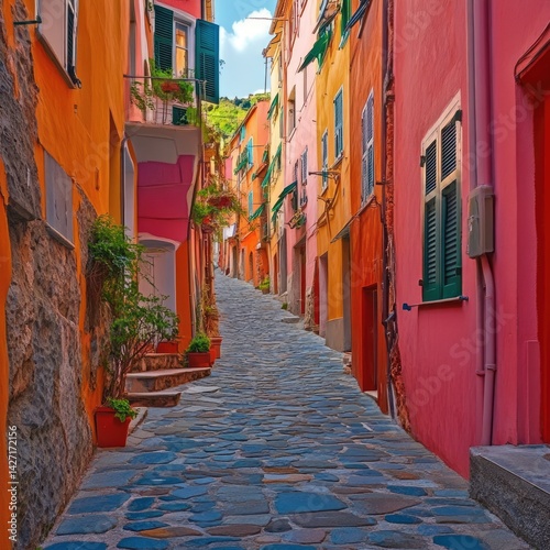 Colorful Cinque Terre Alley Italian Charm.