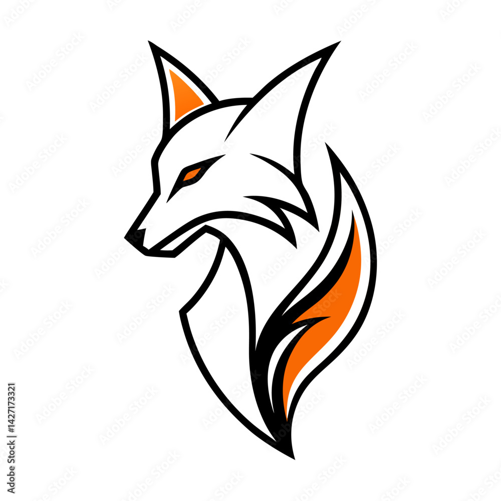 Obraz premium Fox in Silhouette: A bold silhouette of a fox, captured in minimalist style, exuding an air of cunning and grace.