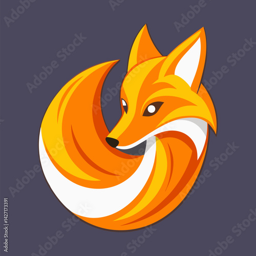 Fox logo: A stylized fox design with its fiery orange fur swirling elegantly, conveying a sense of both creativity and cunning against a subdued backdrop.