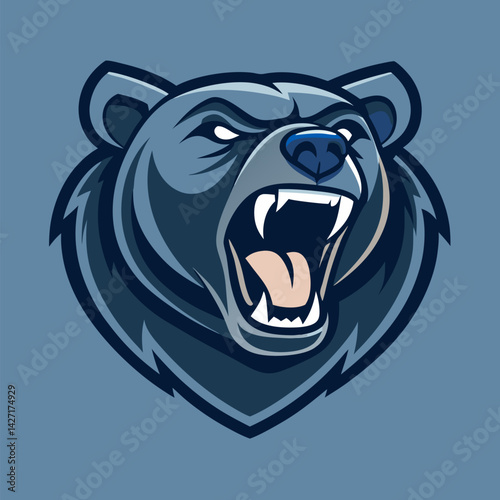 Ferocious Bear Illustration: A detailed illustration of a snarling bear's head, exuding strength and raw emotion, perfect for conveying power and determination.