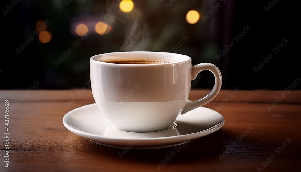 Fototapeta premium white coffee cup sits on saucer aromatic brew morning beverage ritual