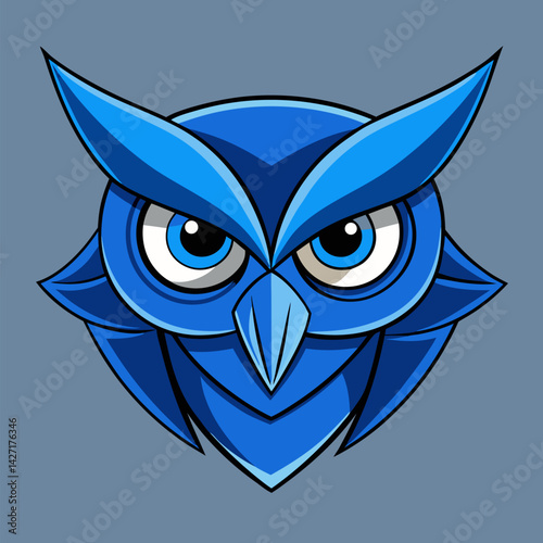 Wise Owl Emblem: A stylized illustration of a blue owl, capturing the essence of wisdom and knowledge with its striking design, perfect for educational or intellectual themes. 