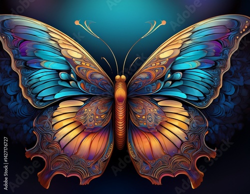 butterfly wings spread open with beautiful colors and intricate patterns insect theme
