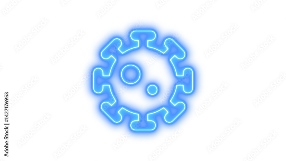 Neon virus covid icon blue color glow with transparent background Neon virus covid icon blue color glow with transparent background