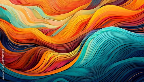 vibrant abstract wave patterns in vivid colors and textures