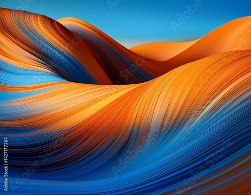 vibrant abstract waves in bright colors of orange and blue tones