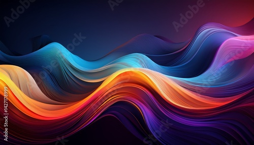 vibrant abstract waves in dark background with gradient colors