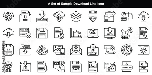  Download Line Icon Vector Set, Get Transfer Receive Graphics