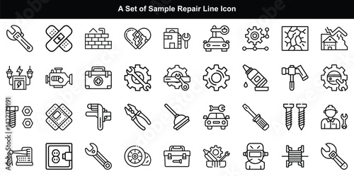 Repair Icon Vector Set, Fix Maintenance Service Graphics