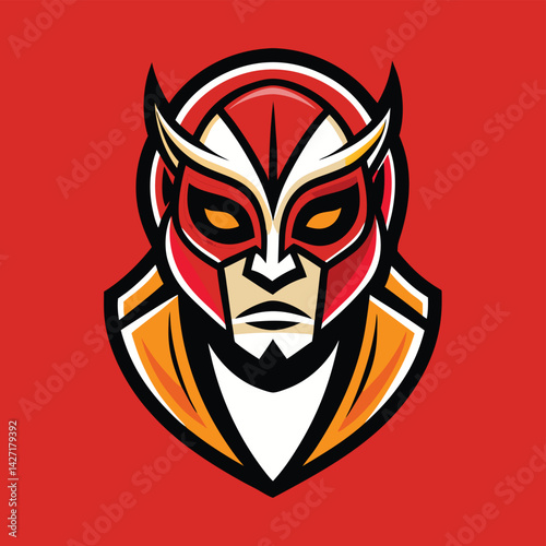 Bold and dynamic vector logo featuring a fierce animal mask design with striking colors and sharp lines, ideal for sports teams or gaming affiliations