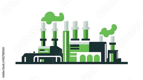 Professional Bicolor Flat Factory Raster Icon for Manufacturing Industry Usage