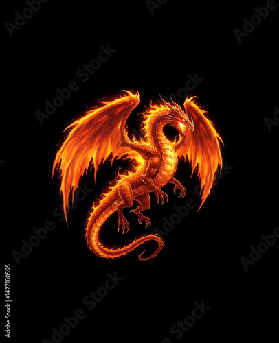 Ai Fire born dragon on black 