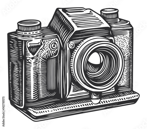 Vintage Camera Engraving Artwork for Illustrative Purposes