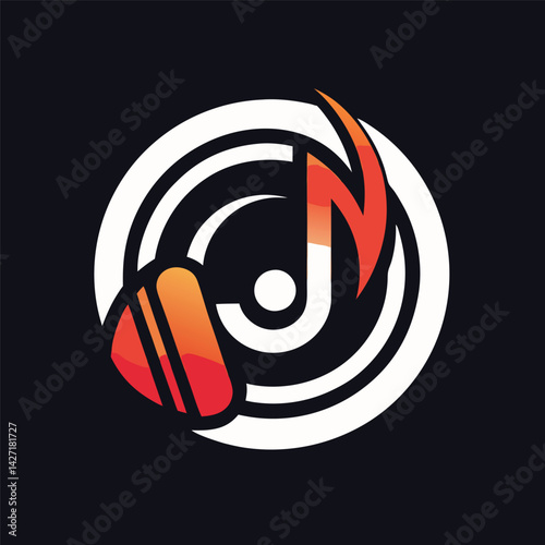 Creative logo design featuring a music note and headphones, perfect for audio-related brands, streaming services, or music events