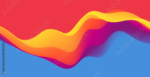 3D abstract wavy background with beautiful gradient colour transition. Dynamic wave. Vector illustration for banner, flyer, brochure, booklet, presentation or website design.