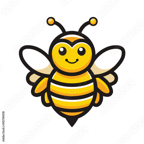 Bright and cheerful cartoon bee illustration featuring vibrant colors and a friendly smile, perfect for various design projects and educational materials