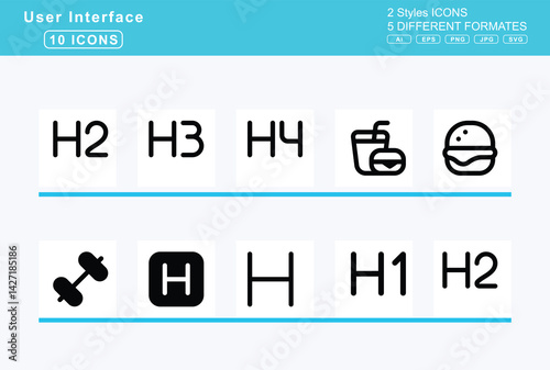 Set of 5 solid user interface icons,grip, lines, vertical, guarani, sign, guitar