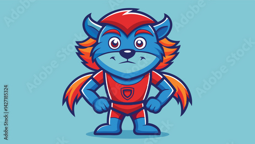 Fierce cartoon wolf character in a red sports jersey showing determination and strength in a bold logo design