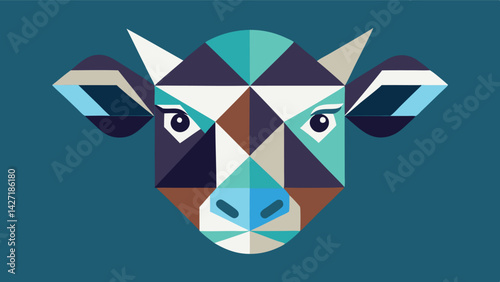 Geometric representation of a livestock animal designed in a modern vector style with vibrant colors and sharp angles for a contemporary aesthetic