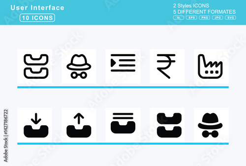 Set of 5 solid user interface icons,ice, skate, icicles, icon, star, id, badge, card, clip