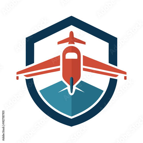 Stylized logo featuring an airplane encapsulated within a protective shield design, representing aviation, safety, and security