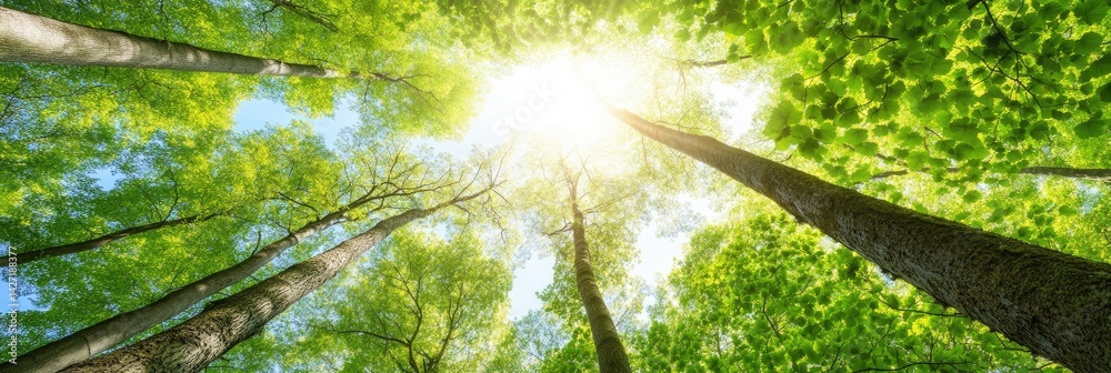 Obraz premium Sunlit Forest Canopy Natures Embrace.