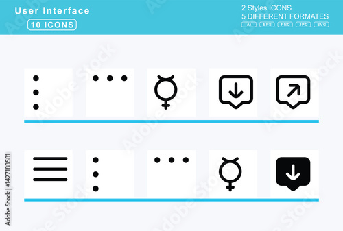 Set of 5 solid user interface icons,medicine, megaphone, meh, blank, rolling, eyes, melon