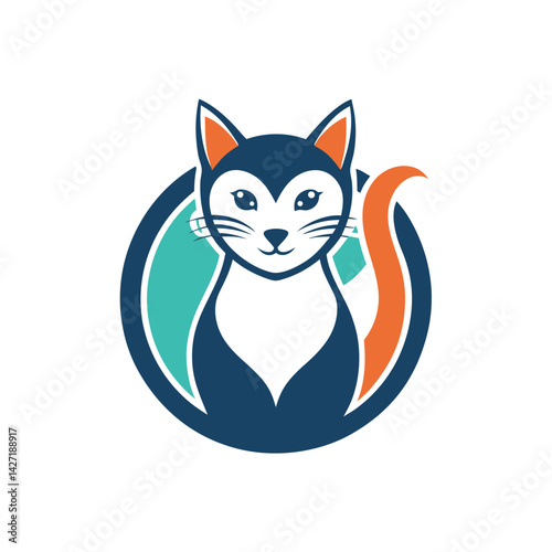 Stylized cat logo illustration featuring bold colors and distinct design elements that emphasize creativity and playfulness in branding