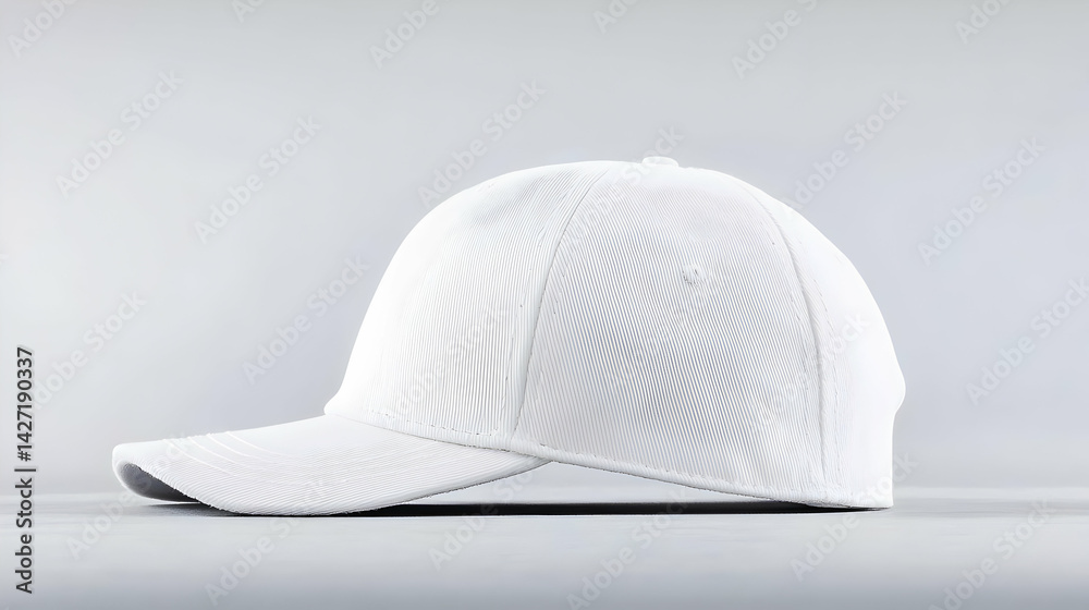 Fototapeta premium Stylish White Baseball Cap With Perforated Design