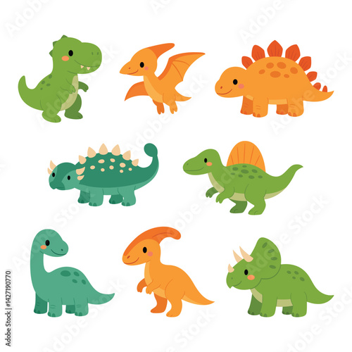 Cute adorable baby dinosaur character vector illustration
