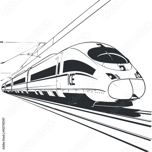 A sleek illustration of an ICE train showcasing modern transportation and high-speed travel.