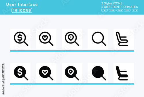 Set of 5 solid user interface icons,scissors, screen, screencast, scribble, scroll, torah
