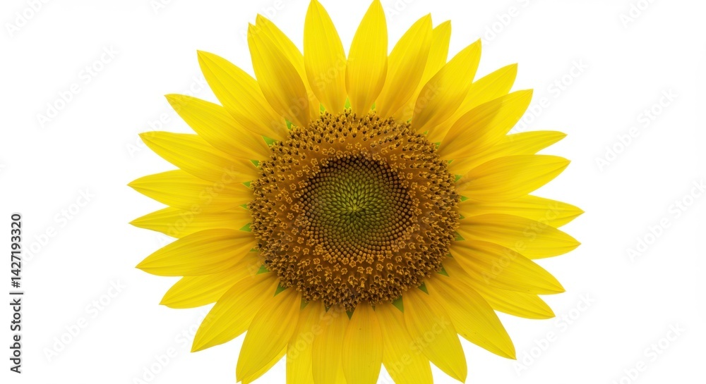 Obraz premium Close-up of a Sunflower Head Against White Background